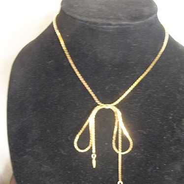 Vintage Napier Bowtie Necklace Choker Goldtone, 1… - image 1