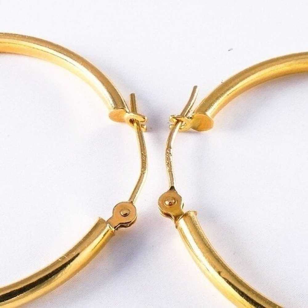 14K Yellow Gold 29mm Tube Round Hoop Earrings 1.1… - image 10