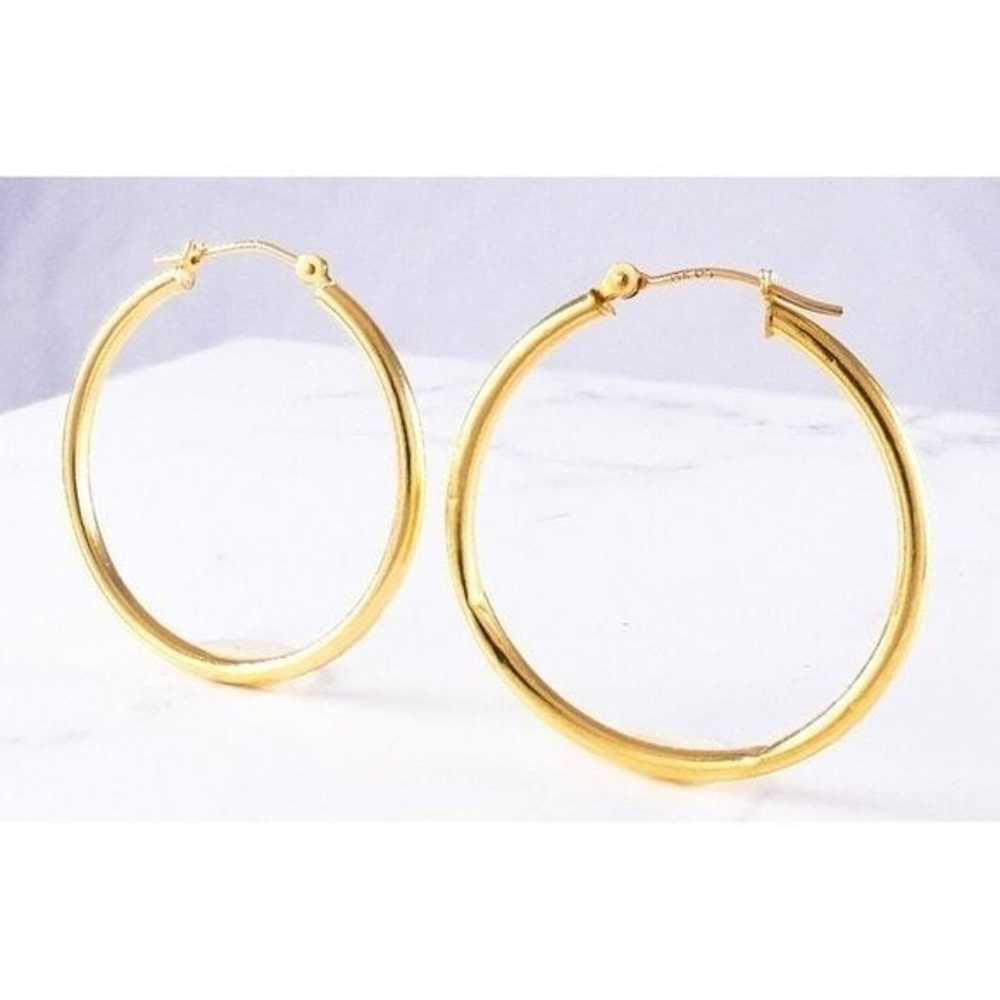 14K Yellow Gold 29mm Tube Round Hoop Earrings 1.1… - image 12