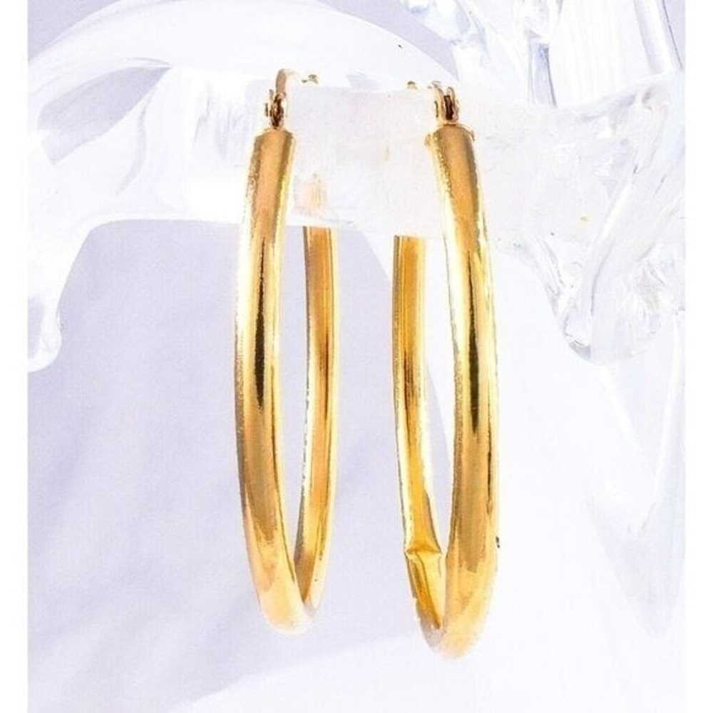 14K Yellow Gold 29mm Tube Round Hoop Earrings 1.1… - image 3