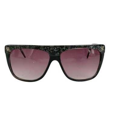 Vintage 80s Sunglasses Flattop Marbled Black Purp… - image 1