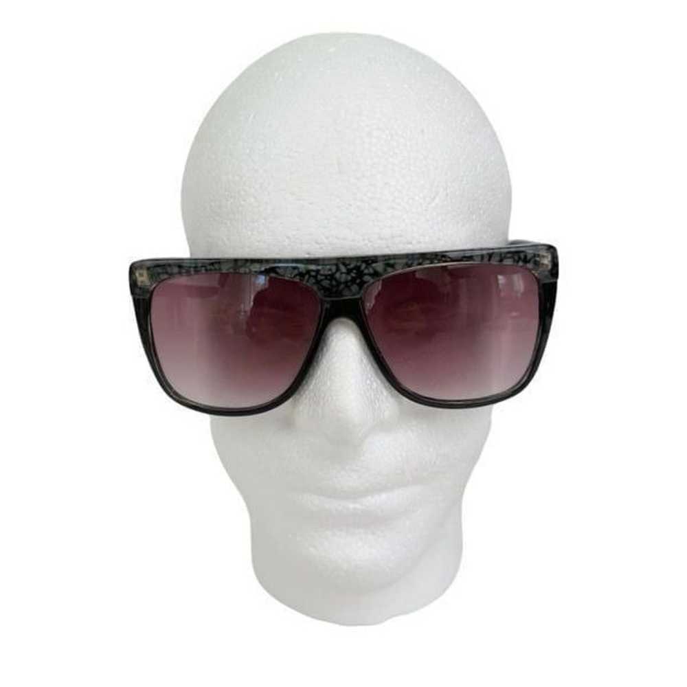 Vintage 80s Sunglasses Flattop Marbled Black Purp… - image 2