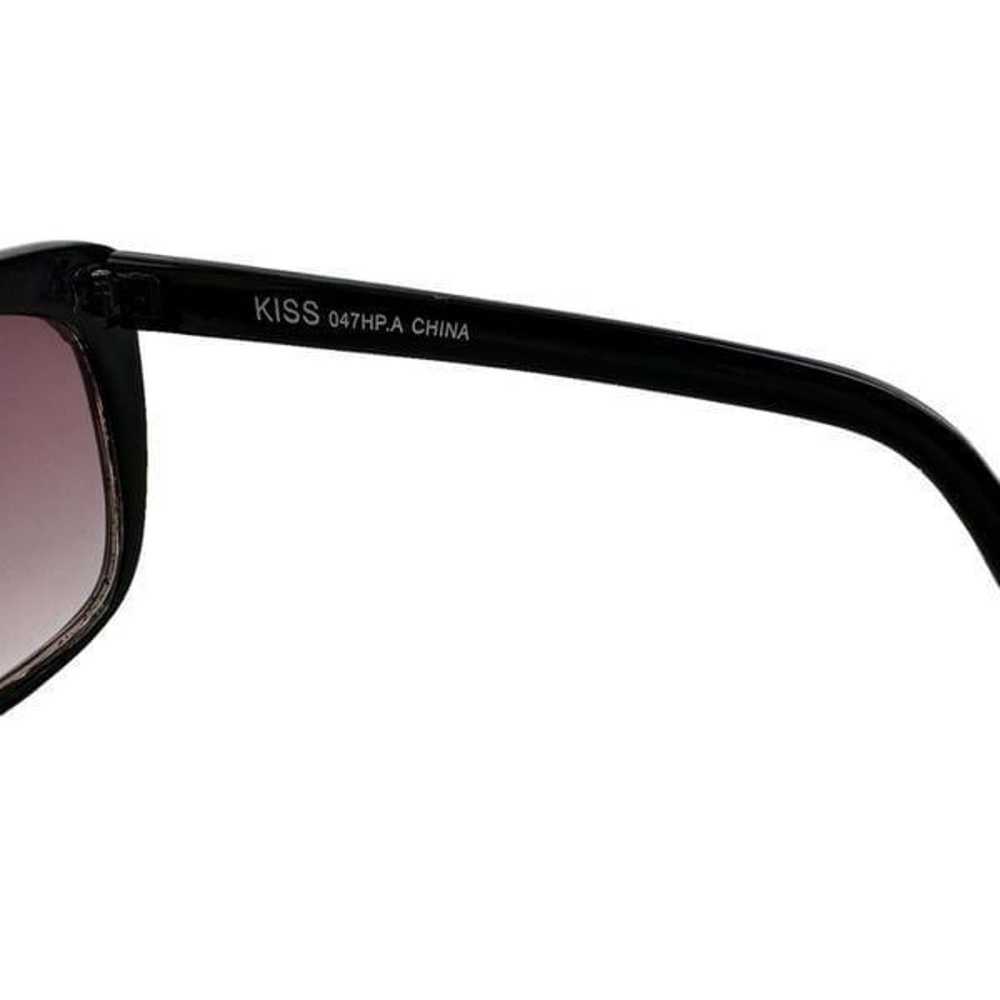Vintage 80s Sunglasses Flattop Marbled Black Purp… - image 3