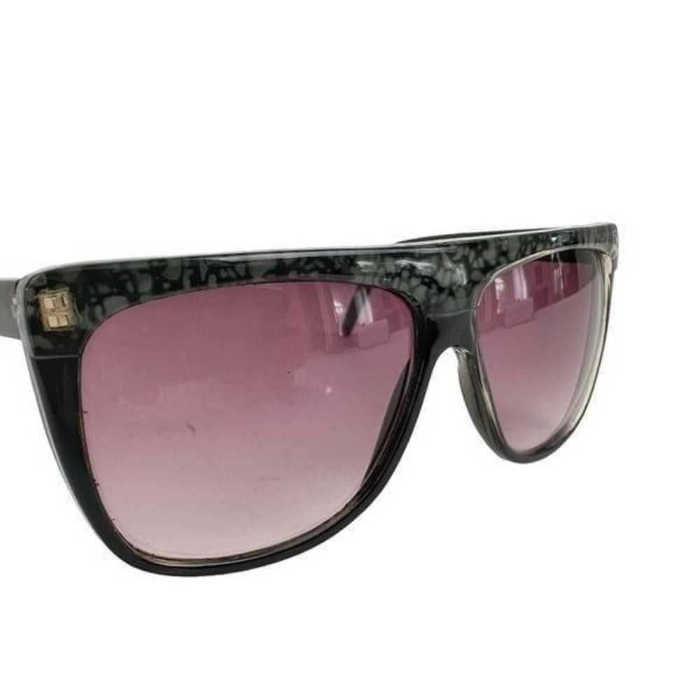 Vintage 80s Sunglasses Flattop Marbled Black Purp… - image 6