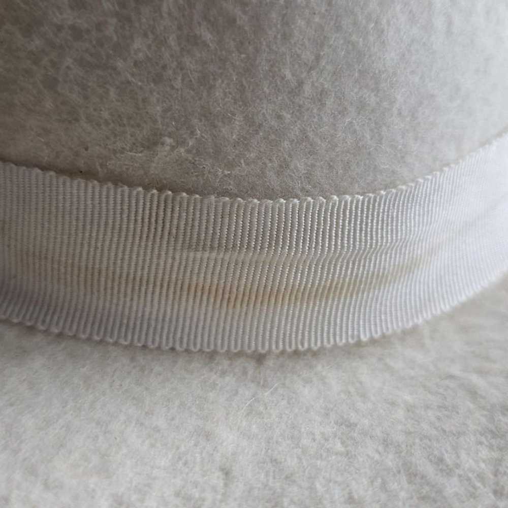 Vintage 100% Wool Felt Creamy Off White Floral Ri… - image 10