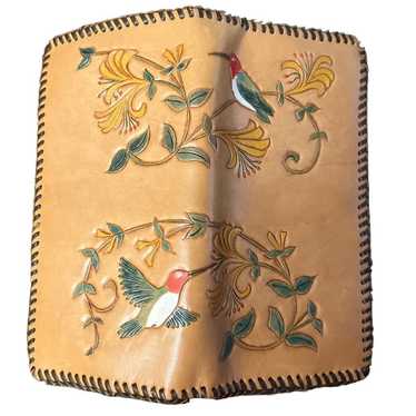 Hand-Tooled Genuine Leather Ladies wallet with hu… - image 1