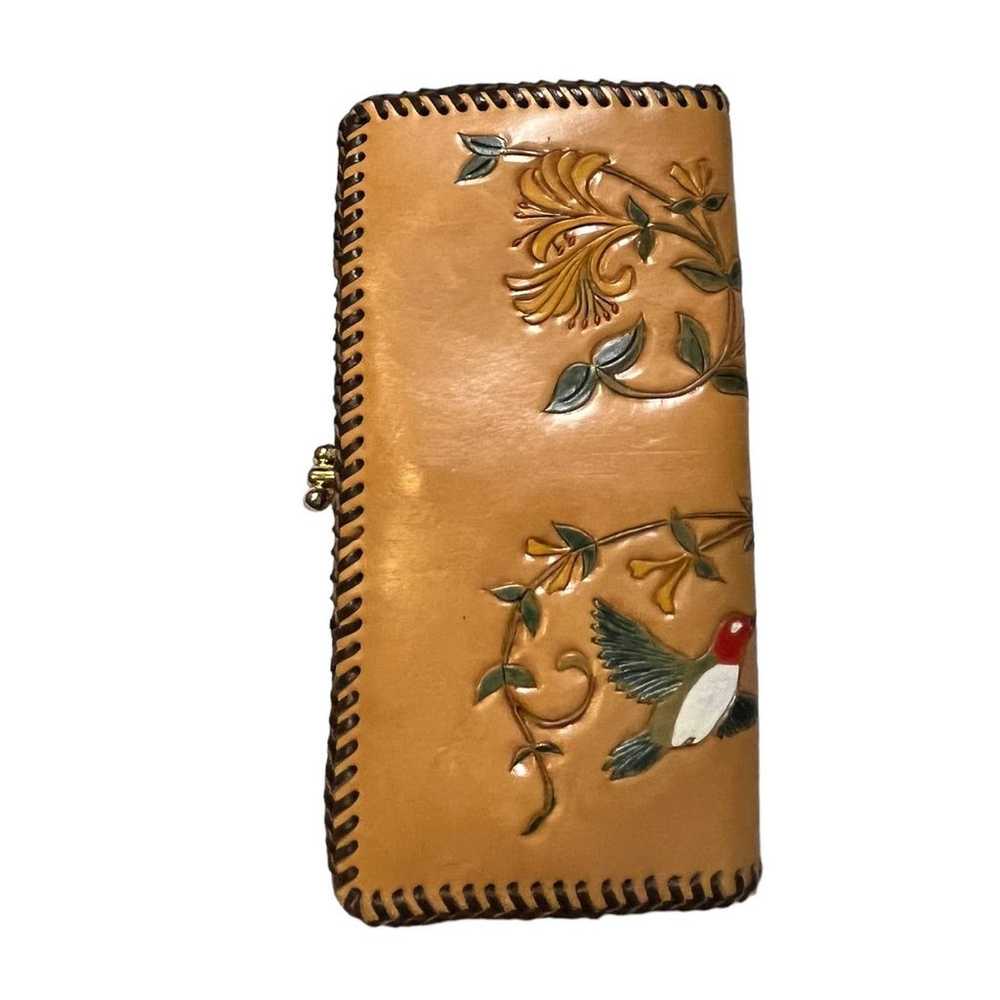 Hand-Tooled Genuine Leather Ladies wallet with hu… - image 2