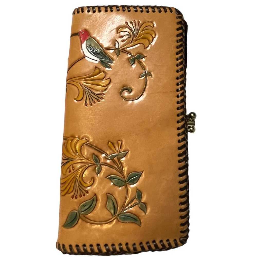 Hand-Tooled Genuine Leather Ladies wallet with hu… - image 3
