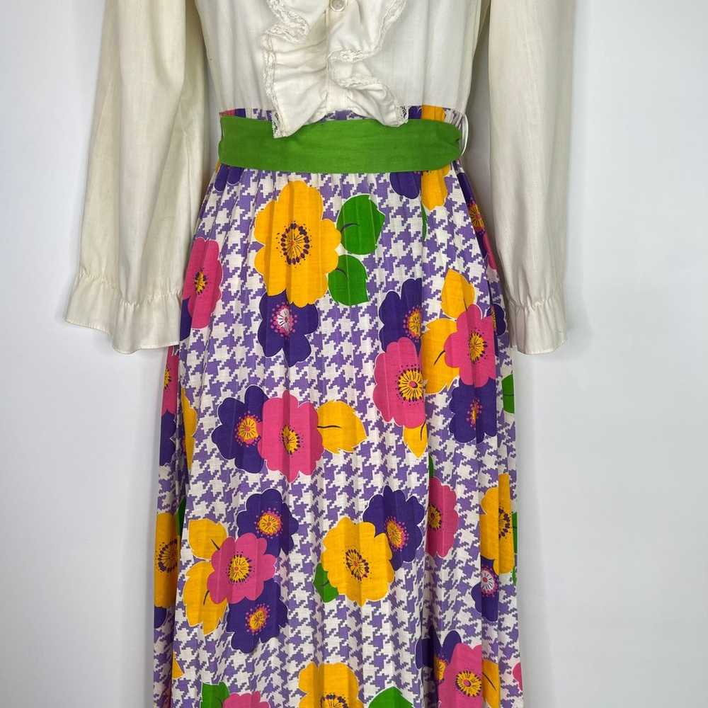 Vintage 70's Ruffle Front Prairie Dress Size XS H… - image 4