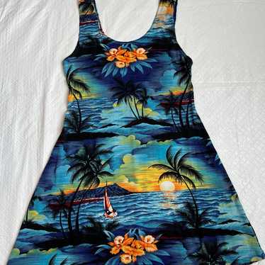 Vintage Tropical Print Tank Dress - image 1