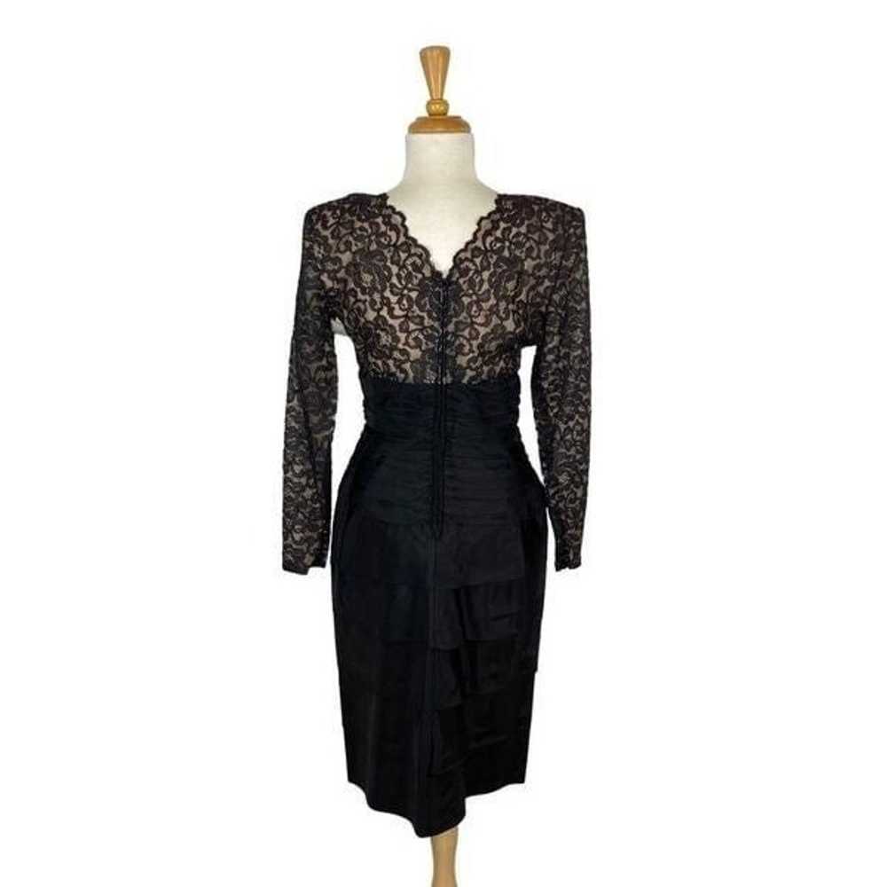 Tadashi Lillie Rubin M Black Lace Pencil Dress Ev… - image 6