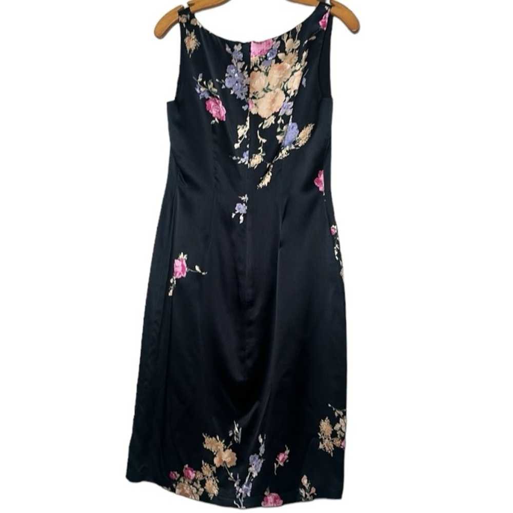 VTG 90s 2k NKT Judy Lee 100% Silk Black Floral Dr… - image 2