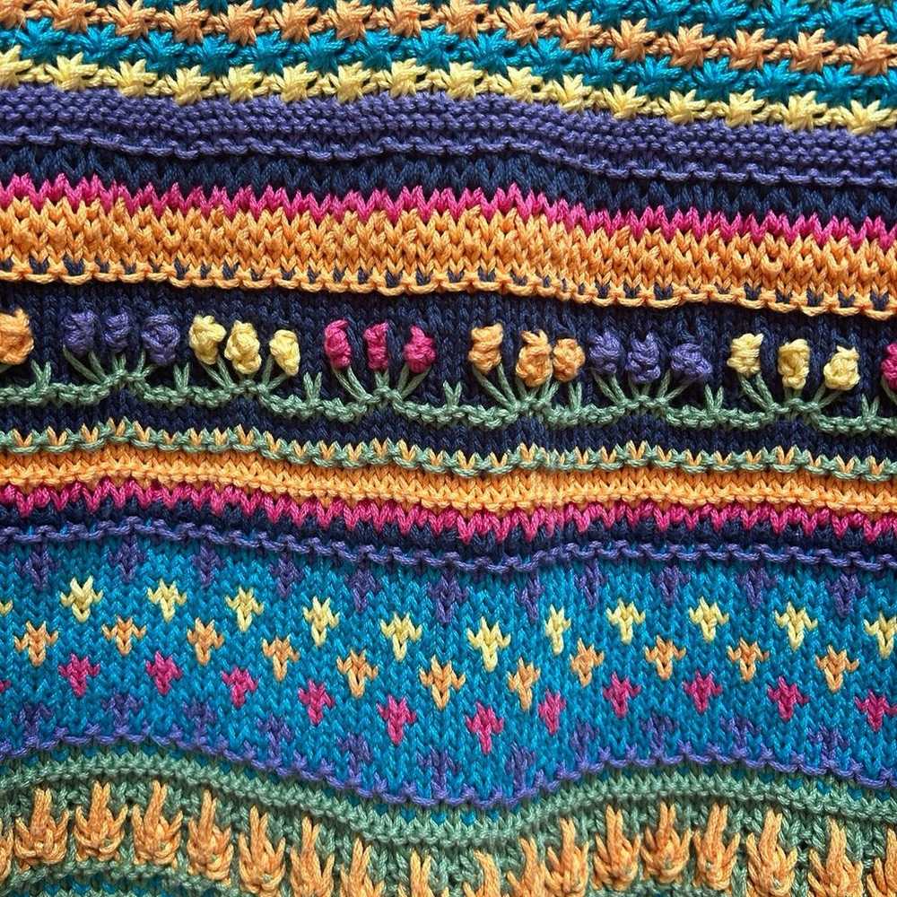 Vintage handmade crocheted knit sweater - image 2