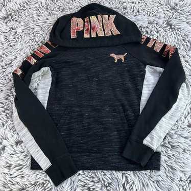 PINK VS Rose Gold Sequin Cropped Hoodie - image 1