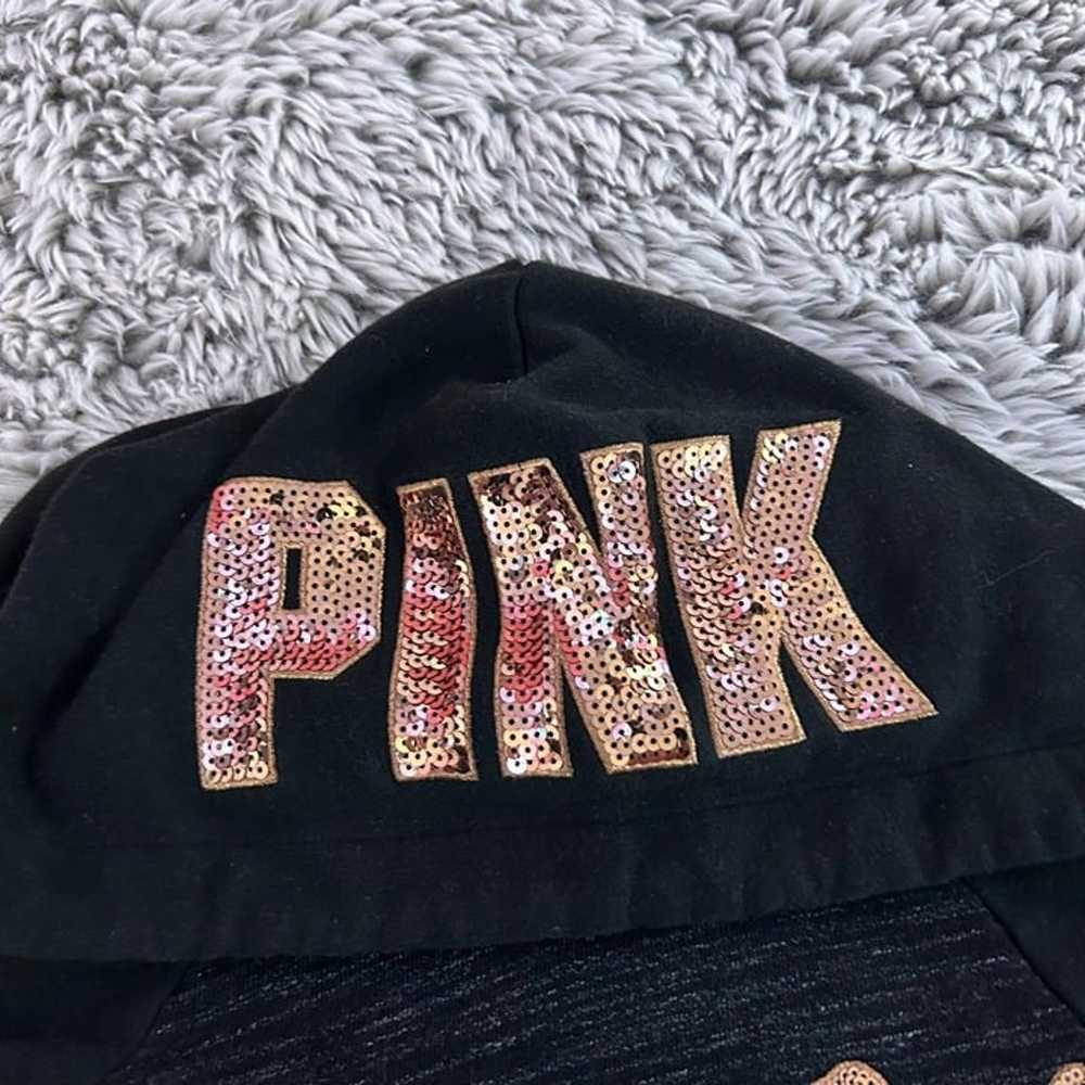 PINK VS Rose Gold Sequin Cropped Hoodie - image 2