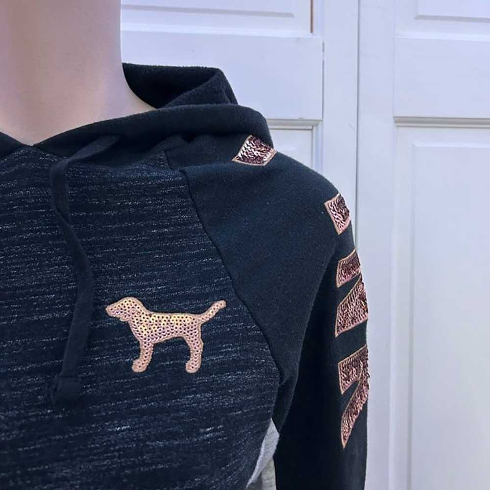 PINK VS Rose Gold Sequin Cropped Hoodie - image 5