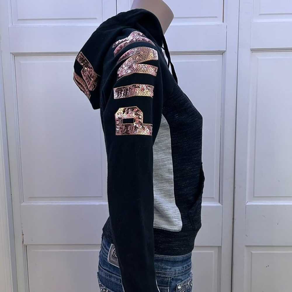 PINK VS Rose Gold Sequin Cropped Hoodie - image 6