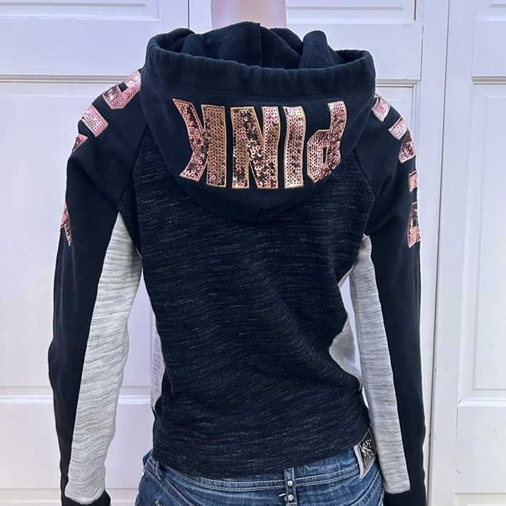 PINK VS Rose Gold Sequin Cropped Hoodie - image 7
