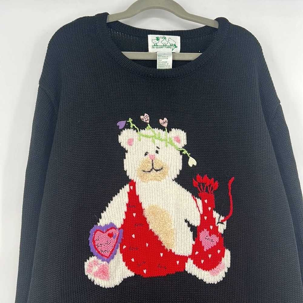 Vintage teddy bear valentines heart sweater size … - image 3