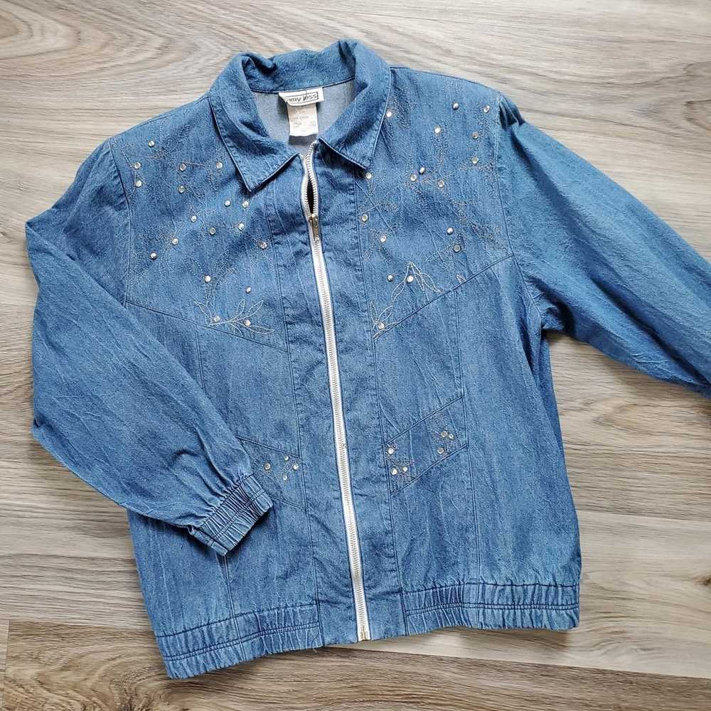 Vintage Chambray Jean jacket. Rhinestones bling. … - image 1