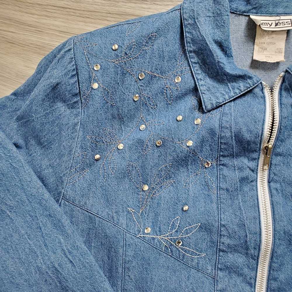 Vintage Chambray Jean jacket. Rhinestones bling. … - image 3