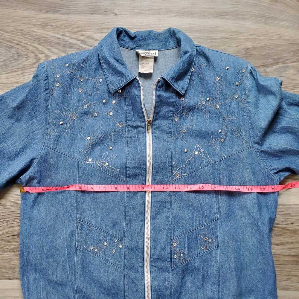 Vintage Chambray Jean jacket. Rhinestones bling. … - image 6