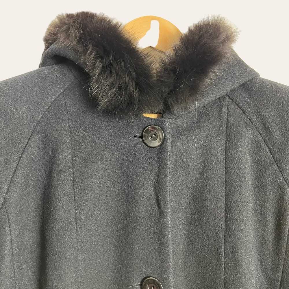 Vintage Andrea Collection Black Wool Blend Fox Fu… - image 2