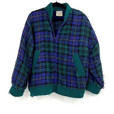 Vintage Boyne valley ireland jacket plaid blue gr… - image 1