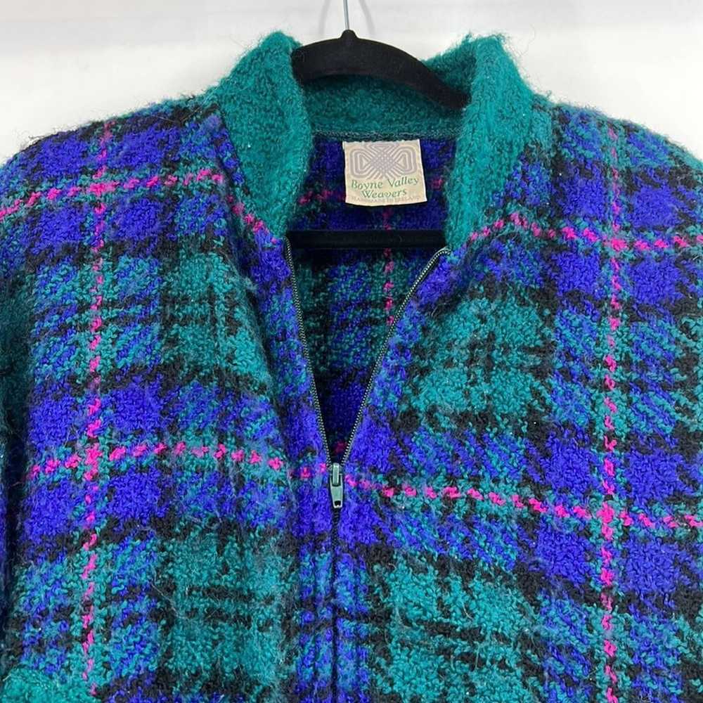 Vintage Boyne valley ireland jacket plaid blue gr… - image 8