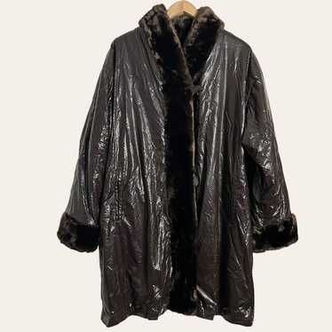 Vintage Dennis Basso Faux Leather Faux Fur Lined S