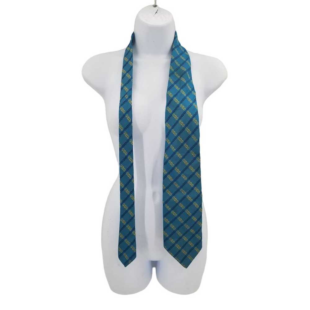 Vintage Yellow Blue Texturized  Neck Tie Necktie … - image 1