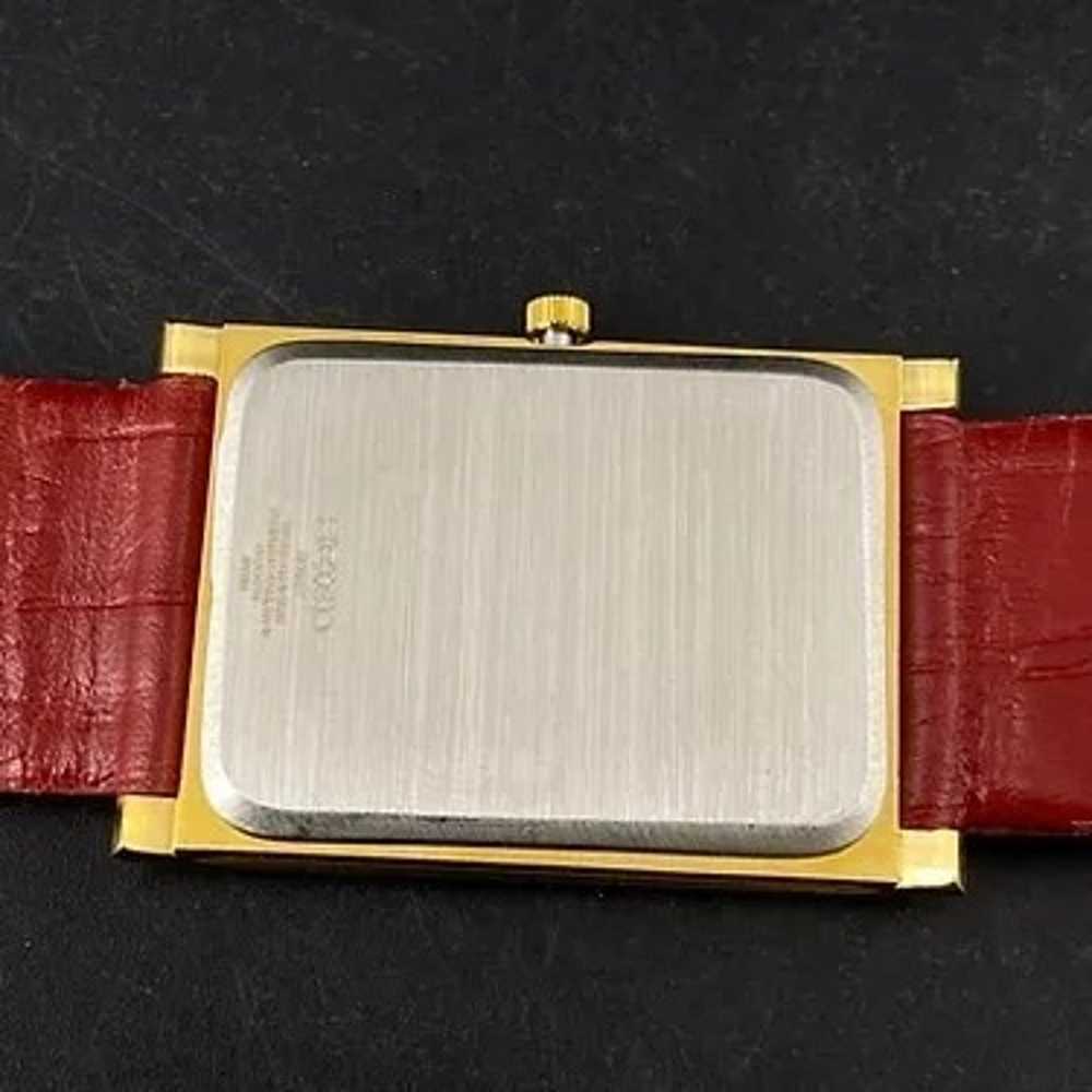 Vintage Style Seiko Quartz Mens Gold  Watch & Red… - image 7