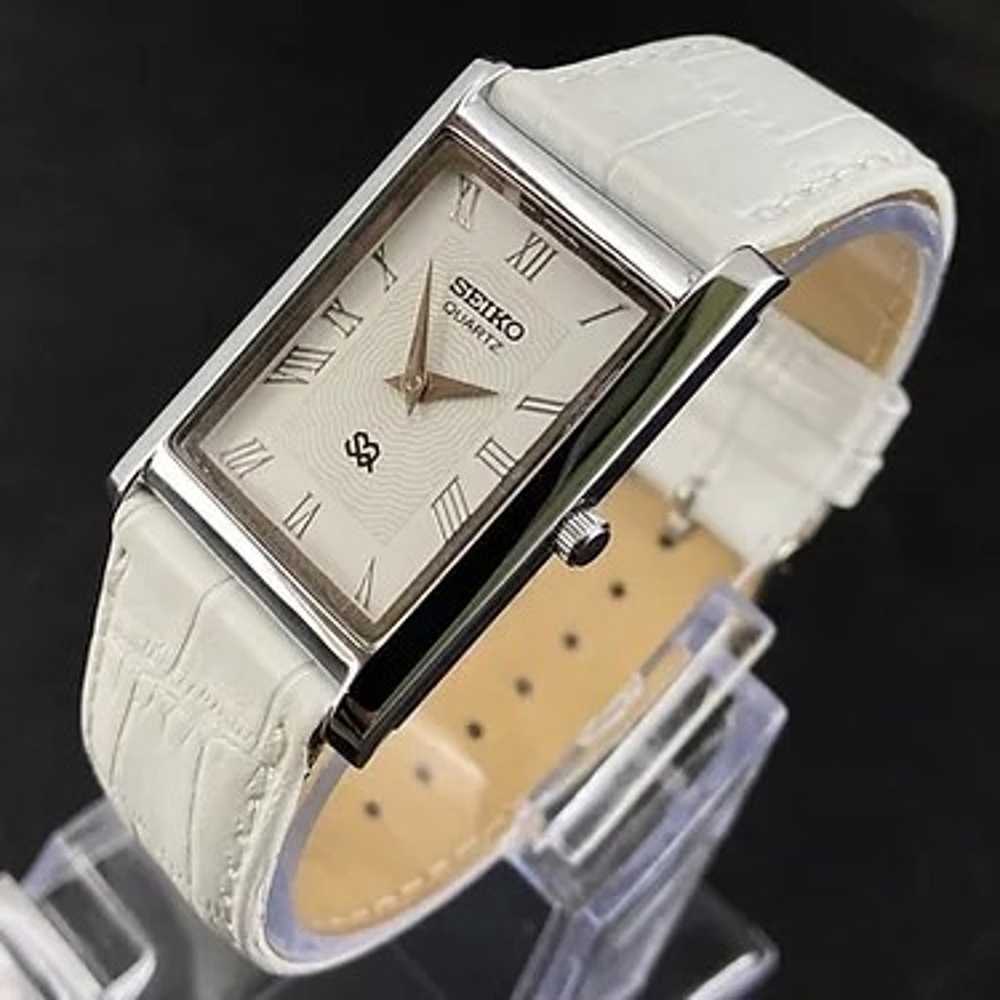 Vintage Style Seiko Quartz Mens Silver Watch & Wh… - image 2