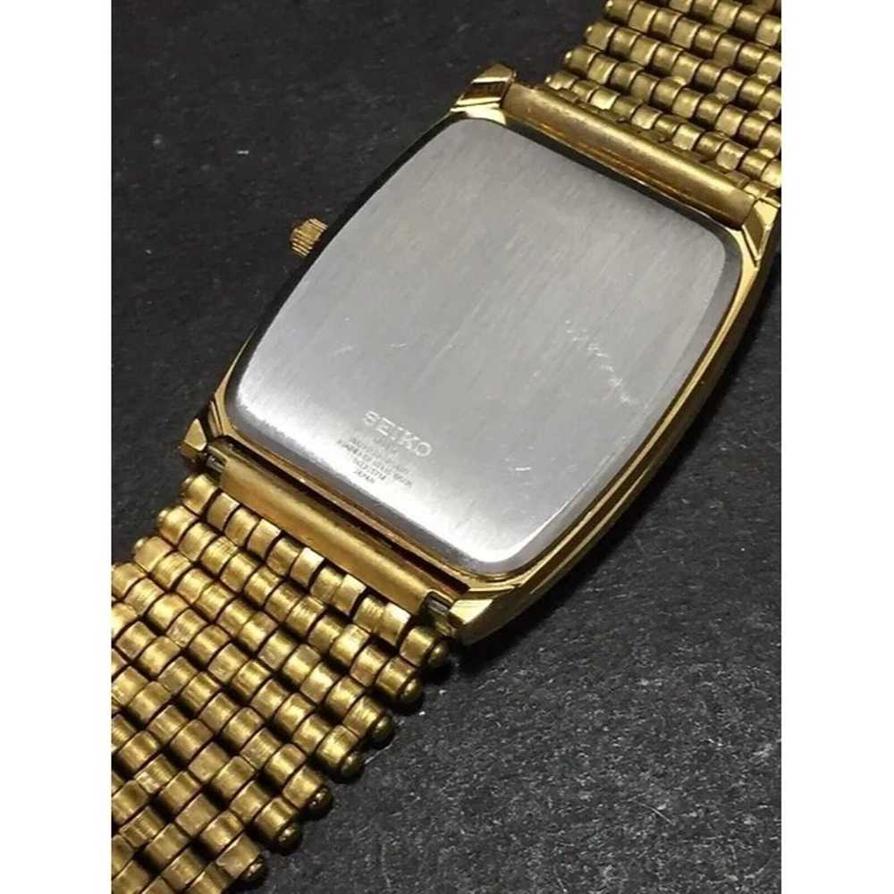 Vintage Style Seiko Quartz Mens Gold Watch & Whit… - image 7