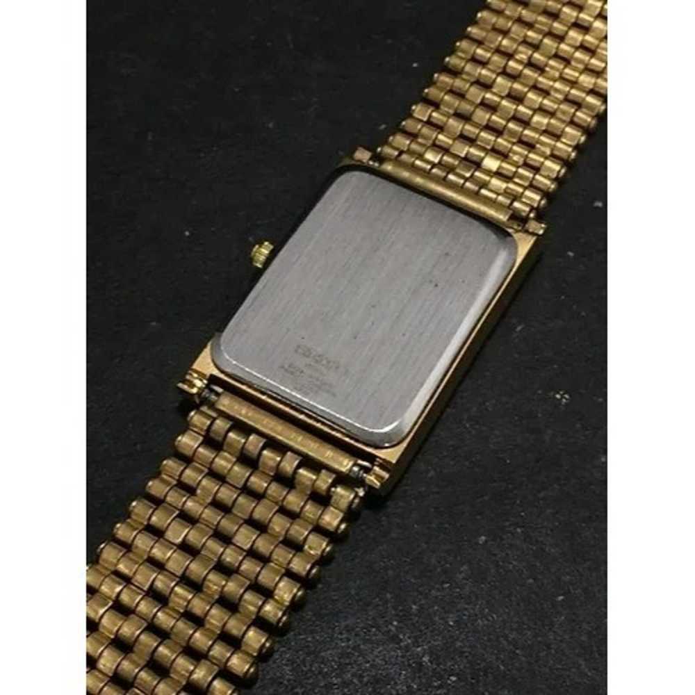 Vintage Style Seiko Quartz Mens Gold Watch & Whit… - image 7