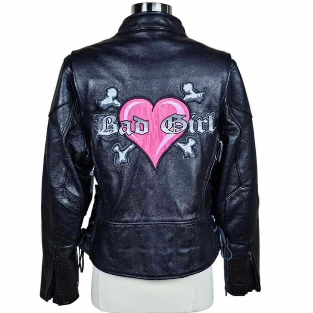 Non Signé / Unsigned Leather biker jacket - image 2