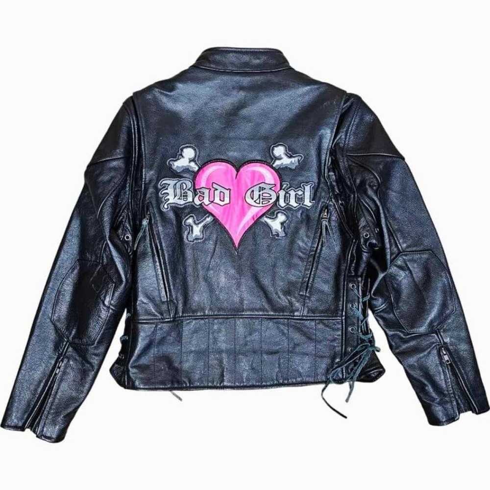 Non Signé / Unsigned Leather biker jacket - image 8