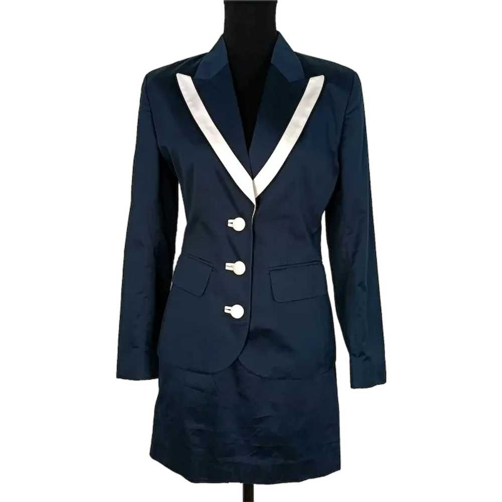 Kenzo vintage 90s skirt suit blue and white - image 1