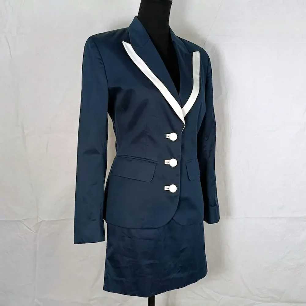 Kenzo vintage 90s skirt suit blue and white - image 2