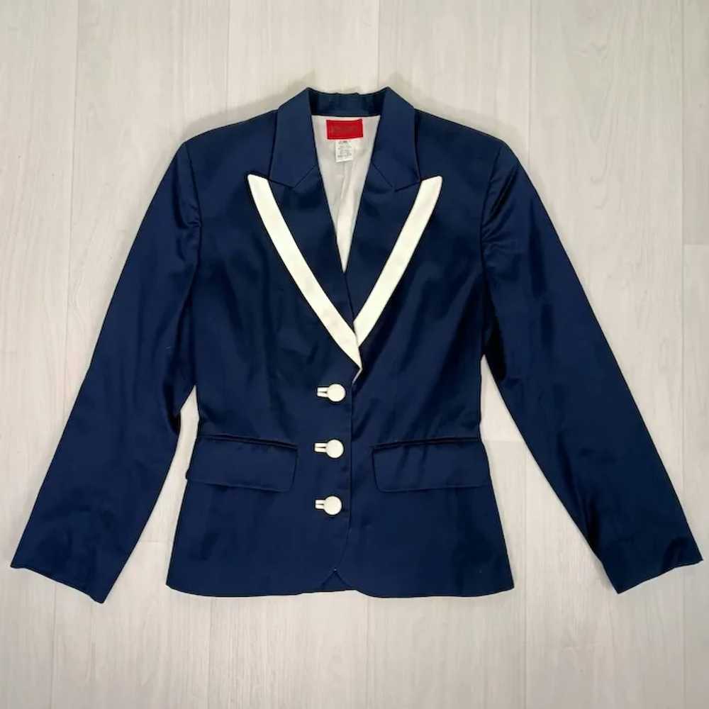 Kenzo vintage 90s skirt suit blue and white - image 4