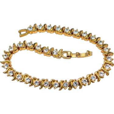 Fancy rhinestone bracelet, dainty clear crystal c… - image 1