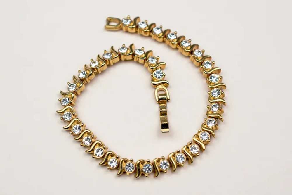 Fancy rhinestone bracelet, dainty clear crystal c… - image 3
