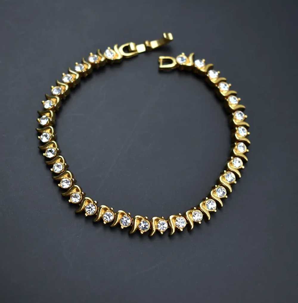Fancy rhinestone bracelet, dainty clear crystal c… - image 5
