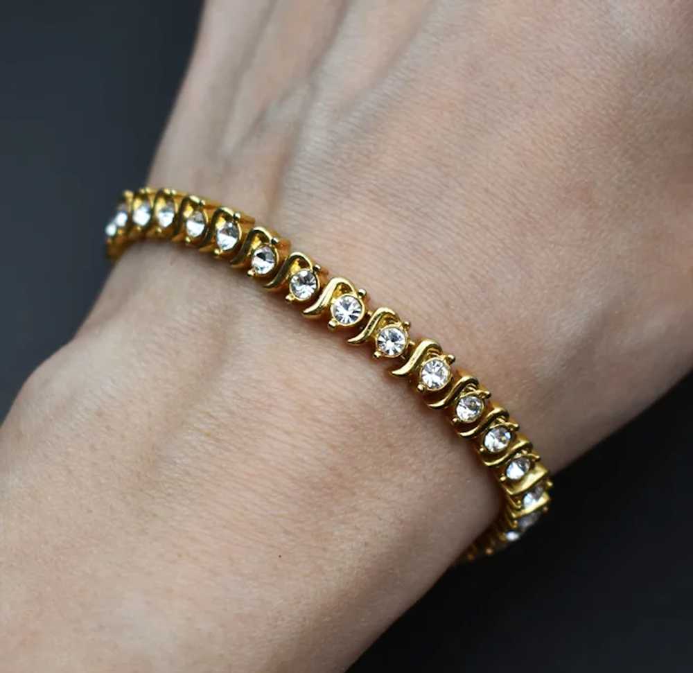 Fancy rhinestone bracelet, dainty clear crystal c… - image 6