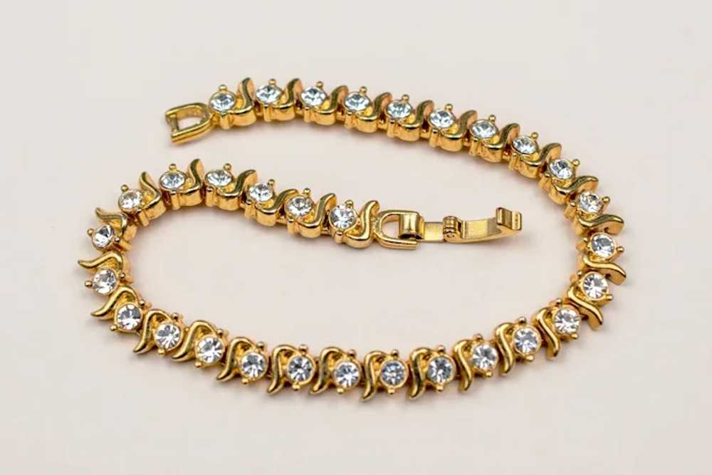Fancy rhinestone bracelet, dainty clear crystal c… - image 7