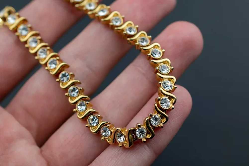 Fancy rhinestone bracelet, dainty clear crystal c… - image 8