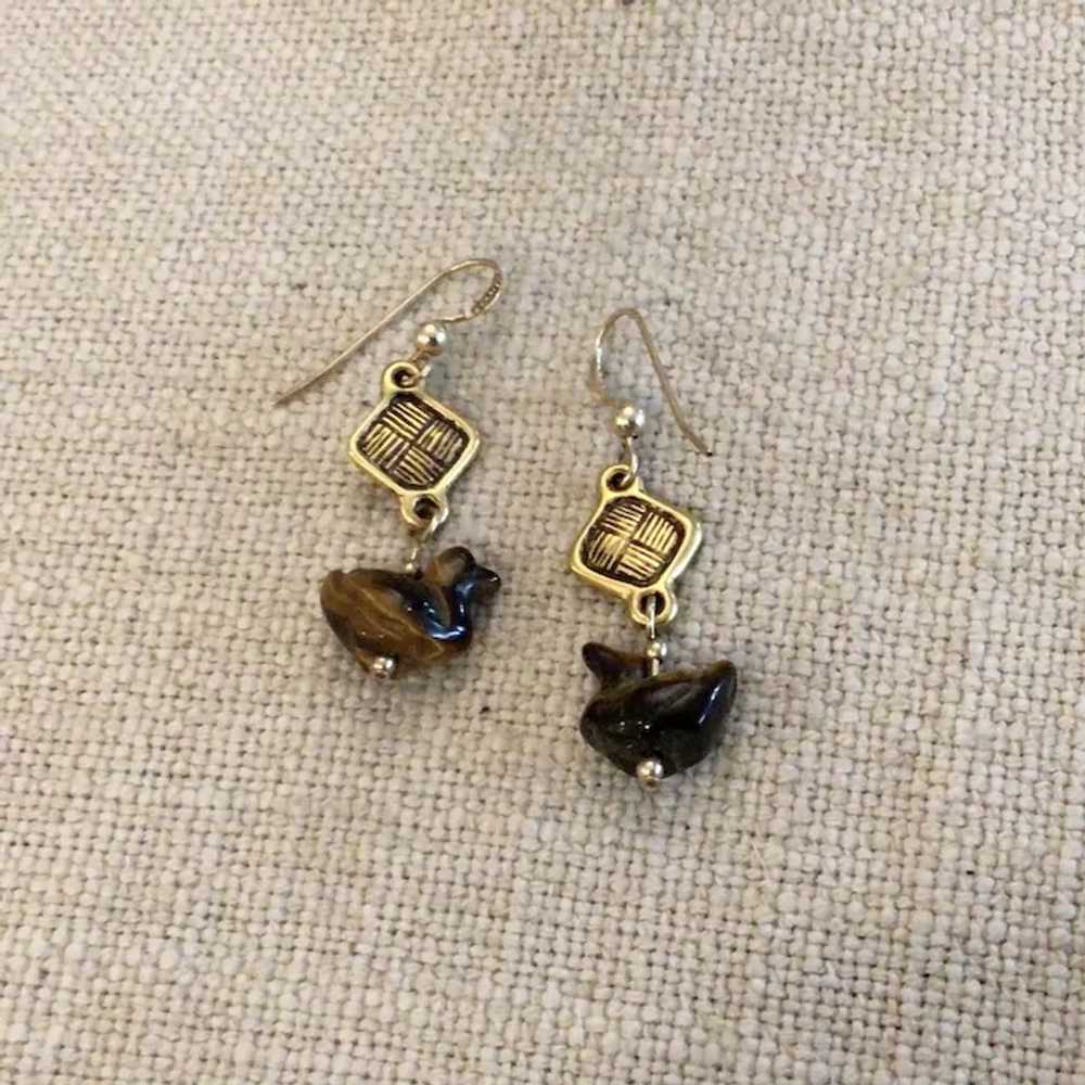 14K Gold Filled Murano Glass Dangle Earrings - image 4