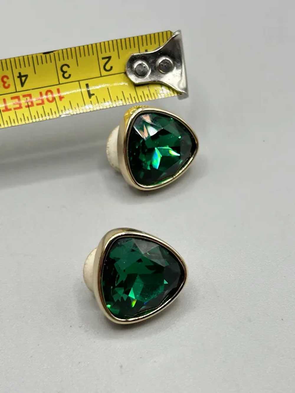 Vintage Swarovski Emerald Green Earrings Clip On … - image 6