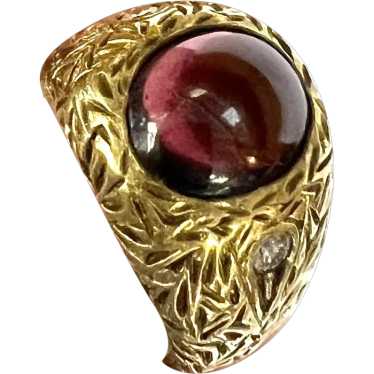 Gents Art Deco 14k Garnet Ring