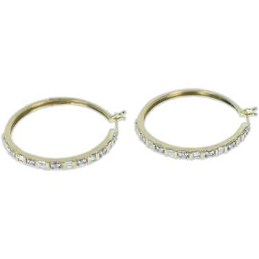 10K 1.00 Ctw Diamond Classic Hoop Vintage Earring… - image 1